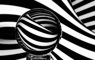 black and white striped glass bottle