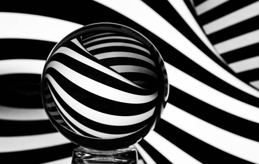 black and white striped glass bottle