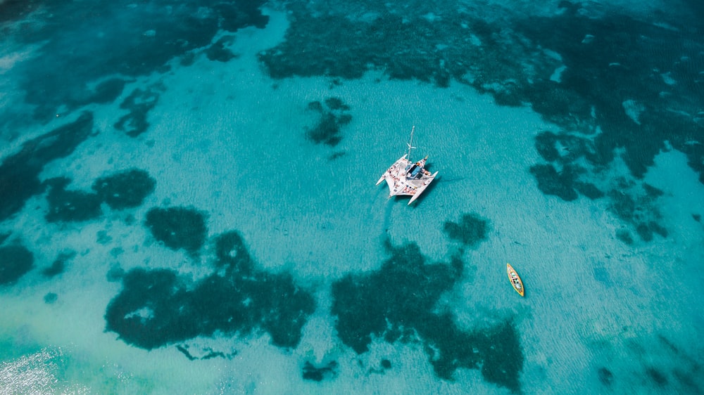 Barco blanco en agua de mar azul durante el día