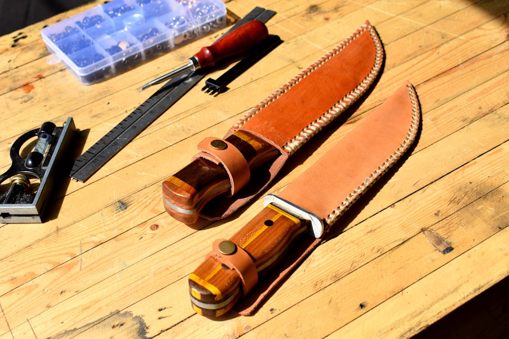 brown wooden handle knife on brown wooden handle