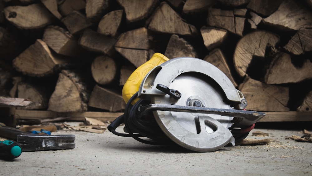 black and yellow helmet on white concrete floor