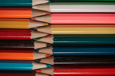 Close-up of a stack of assorted pens ready for bulk shipment.