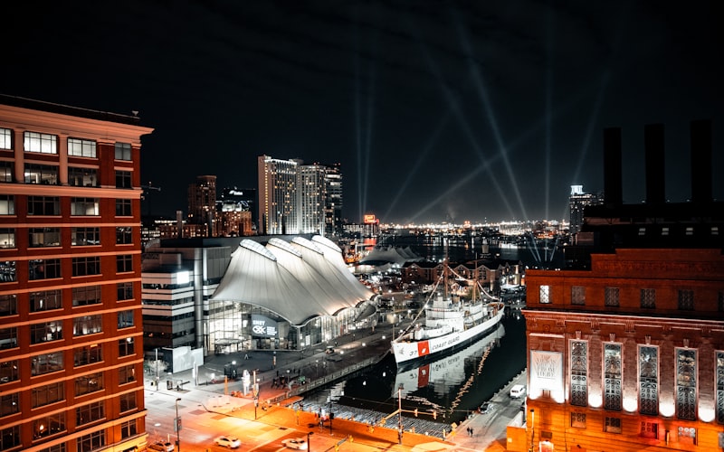 Baltimore Inner Harbor at night