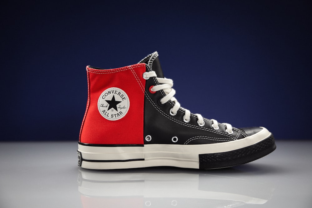 red and white converse all star high top sneaker