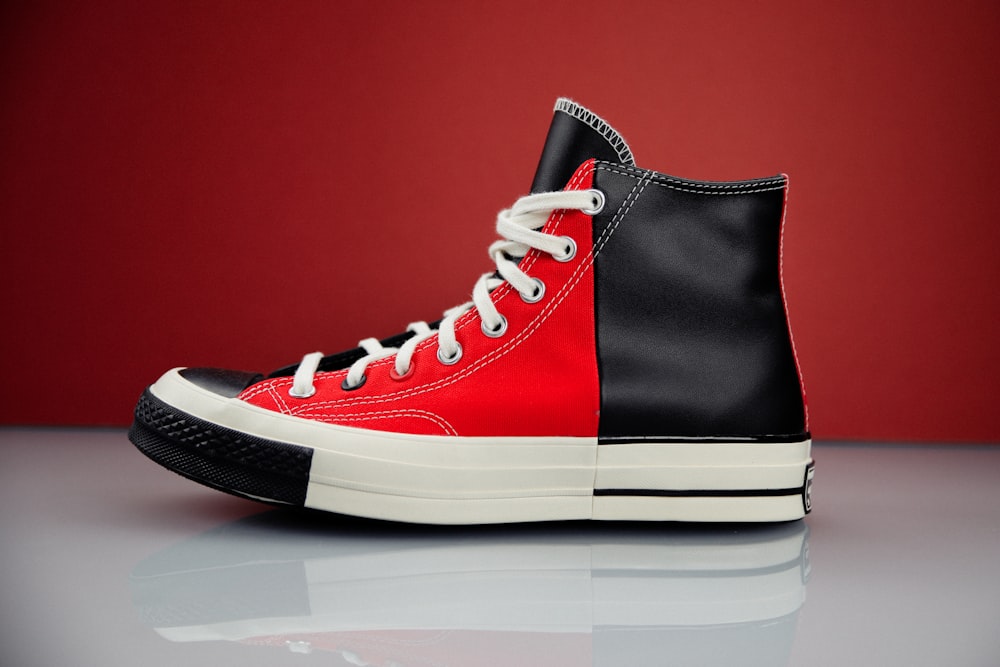 black and red nike high top sneaker