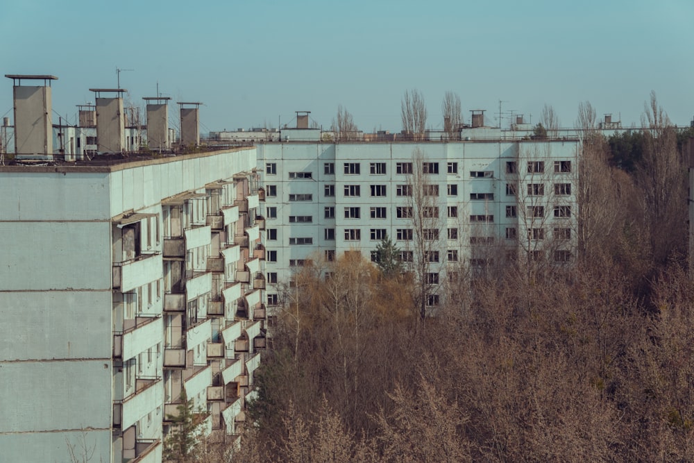 Weißbetongebäude tagsüber