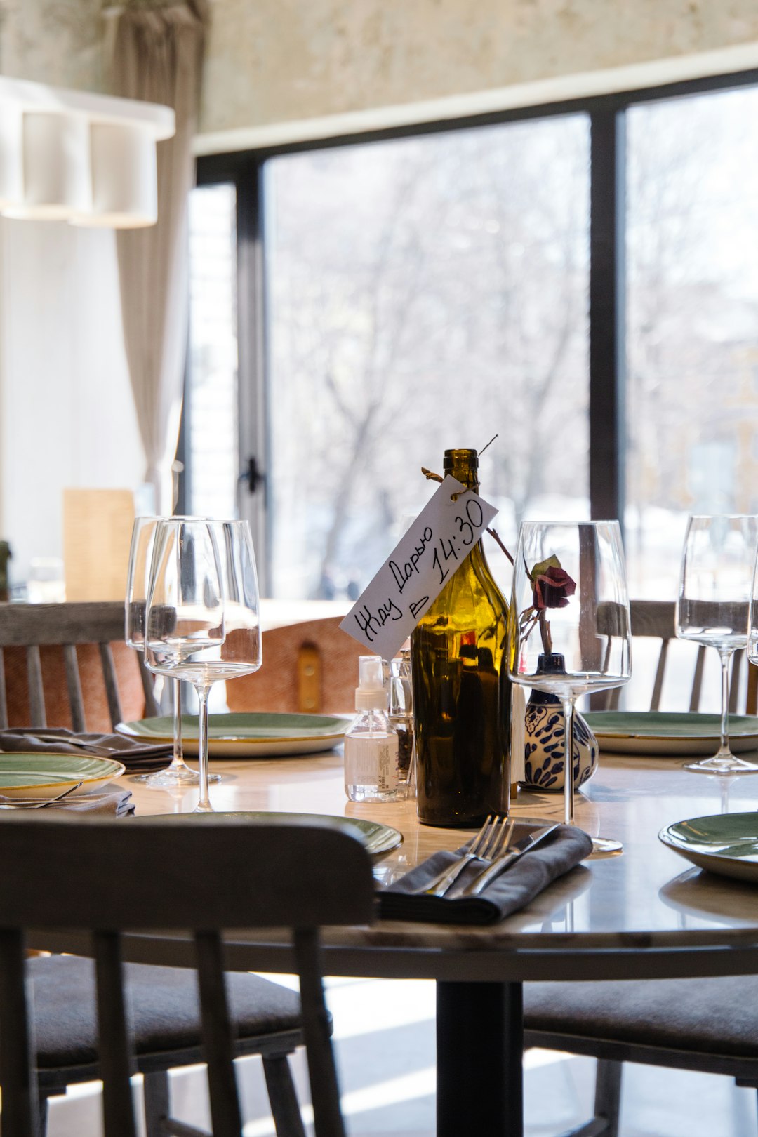 clear wine glass on table