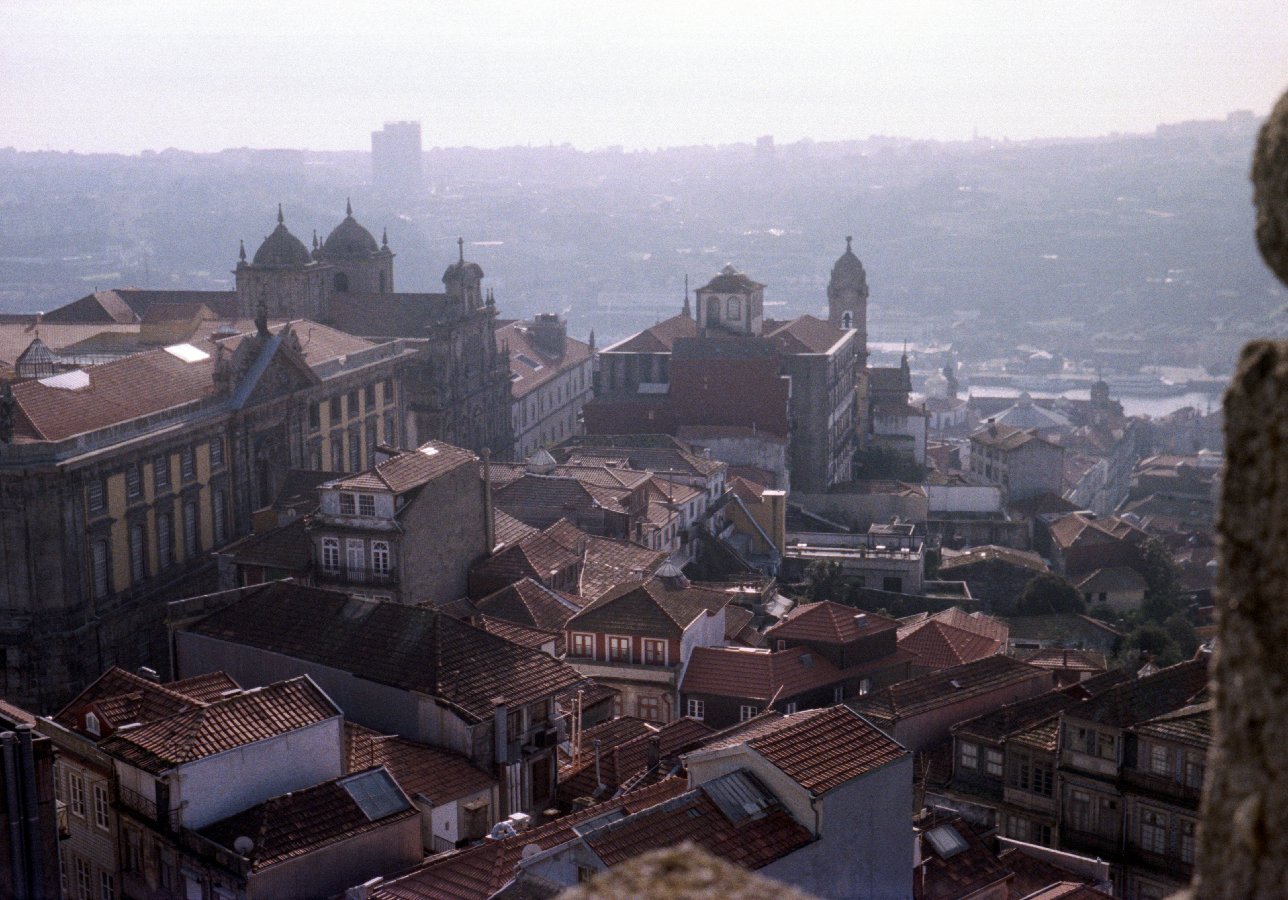 aerial view of city buildings during daytime, The city of Porto, Portugal. Taken on a film camera, Agfa Silette, Ultramax ISO400. 