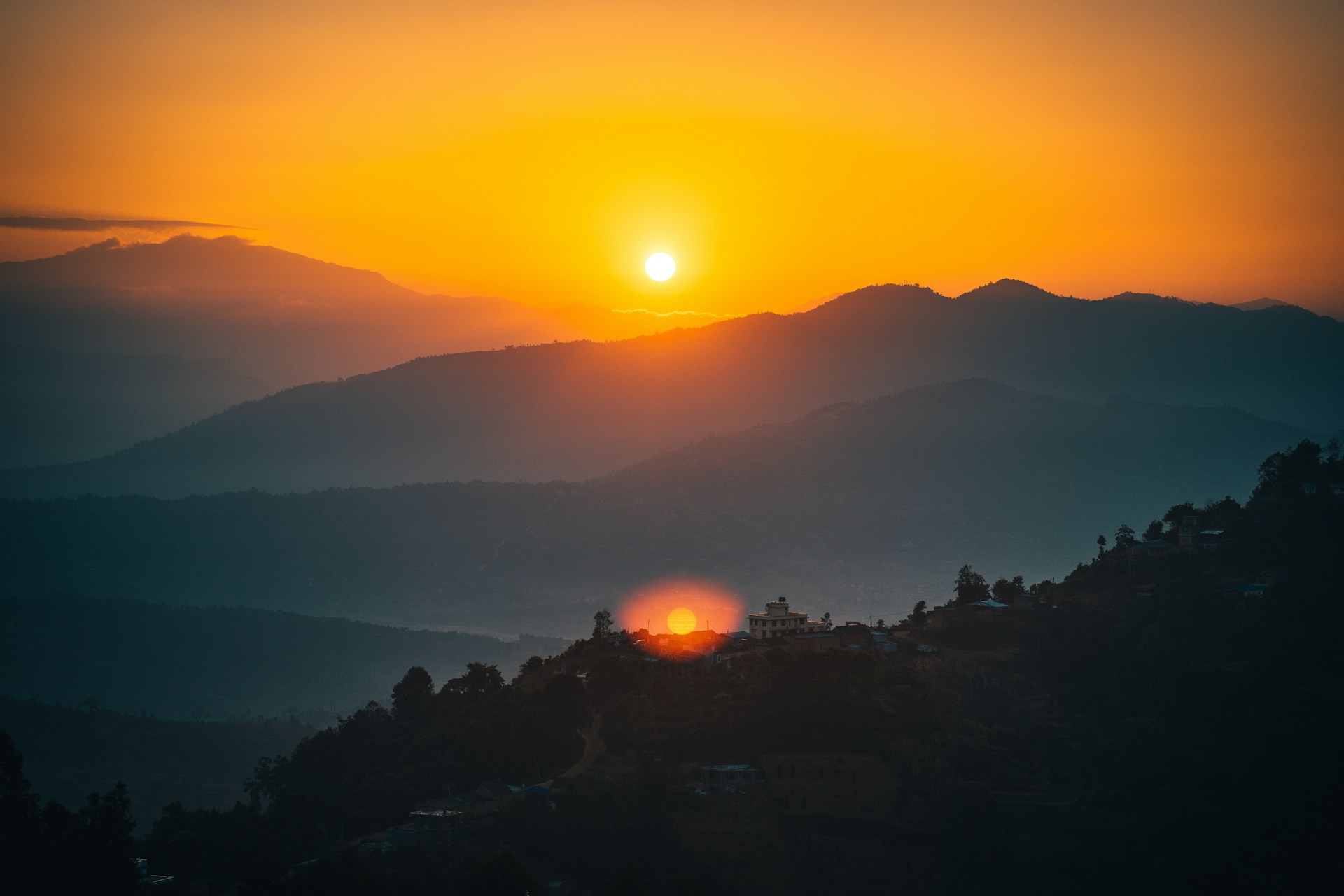silhouette of mountain during sunset