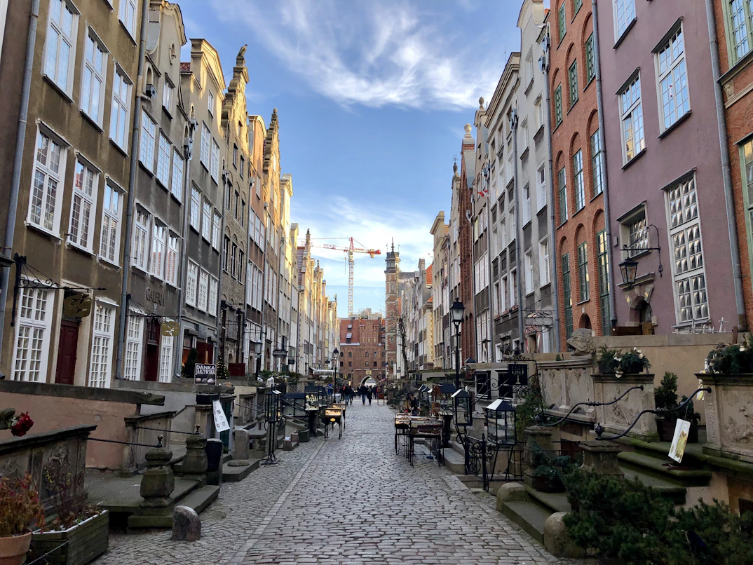 Mariacka Street in Gdansk with amber stalls