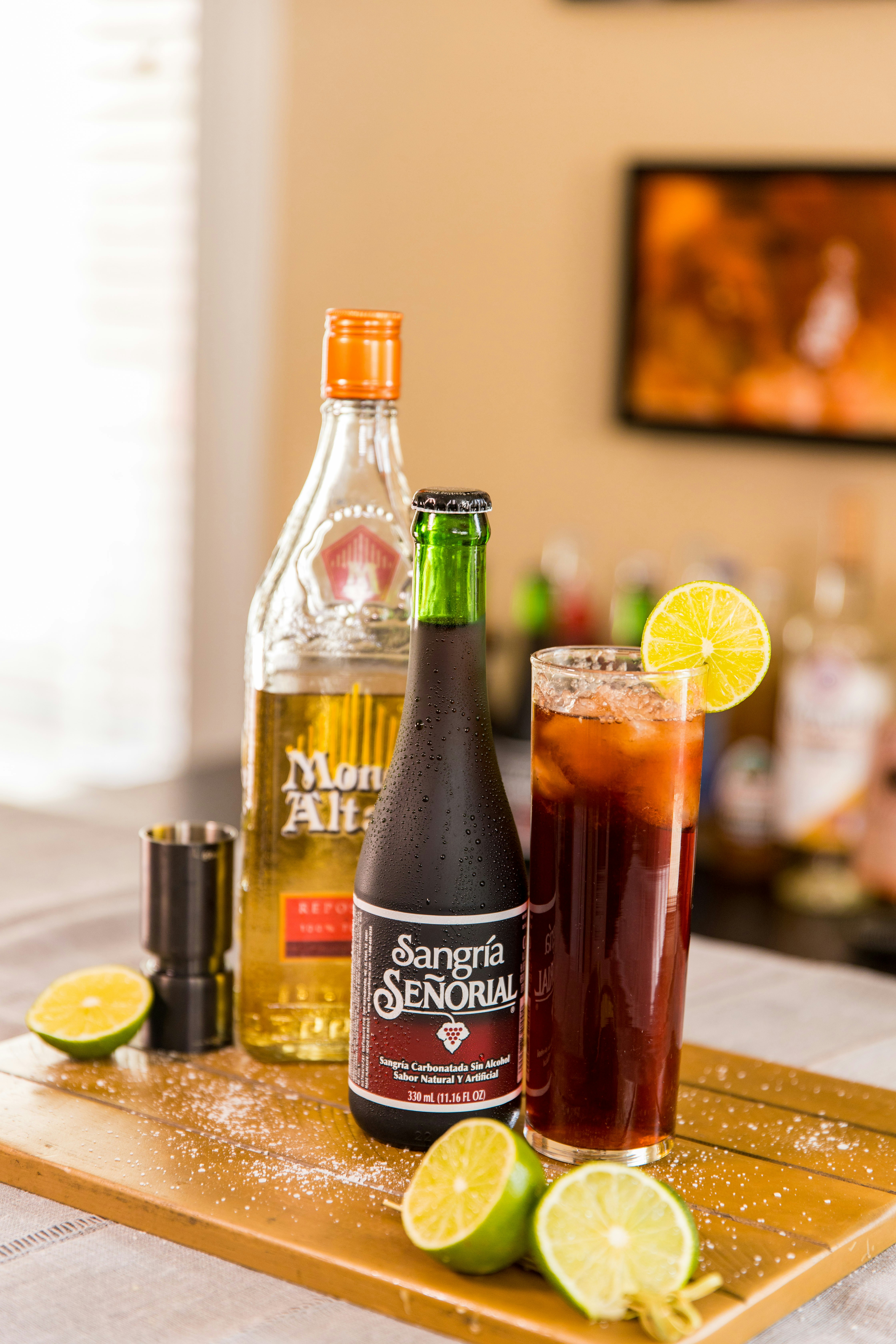 UNKs original bottle on brown wooden table