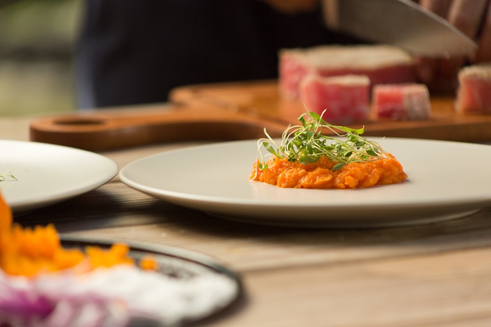 vegetable salad on white ceramic plate