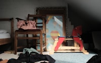 pink and brown wooden bunk bed