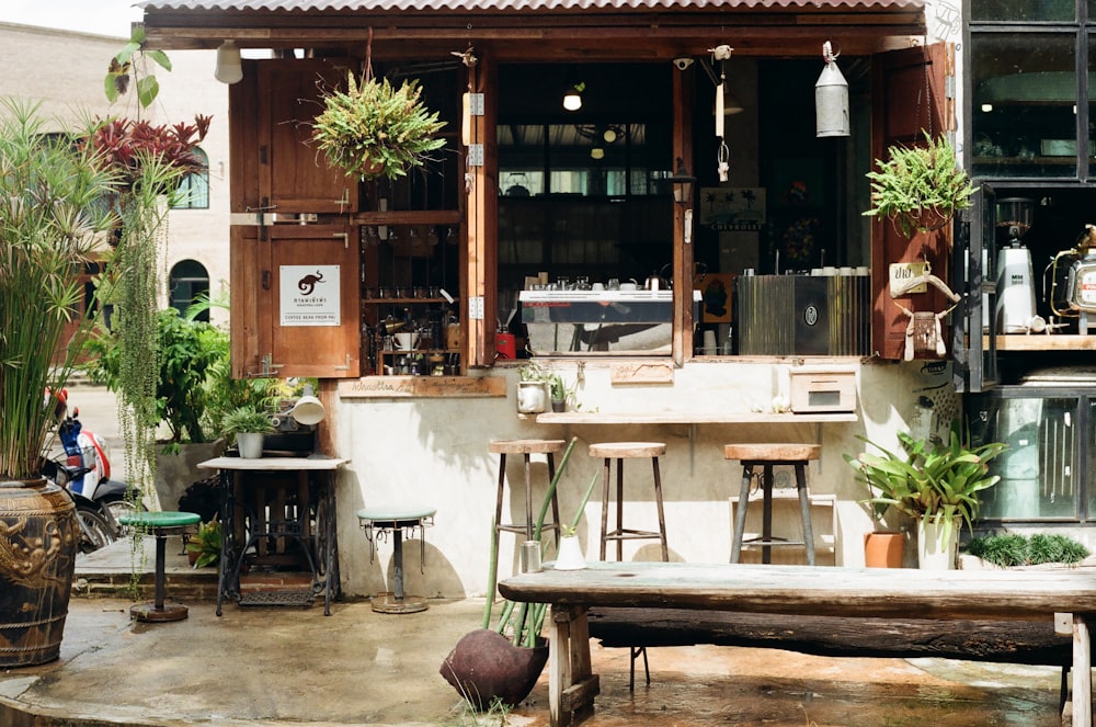 brown wooden table and chairs