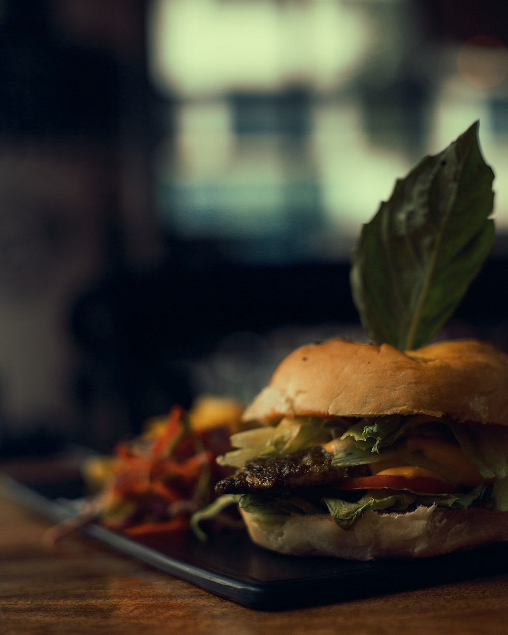 burger with lettuce and cheese