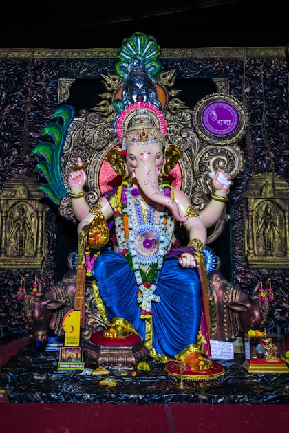 Colorful Lord Ganesha idol during Ganesh Chaturthi