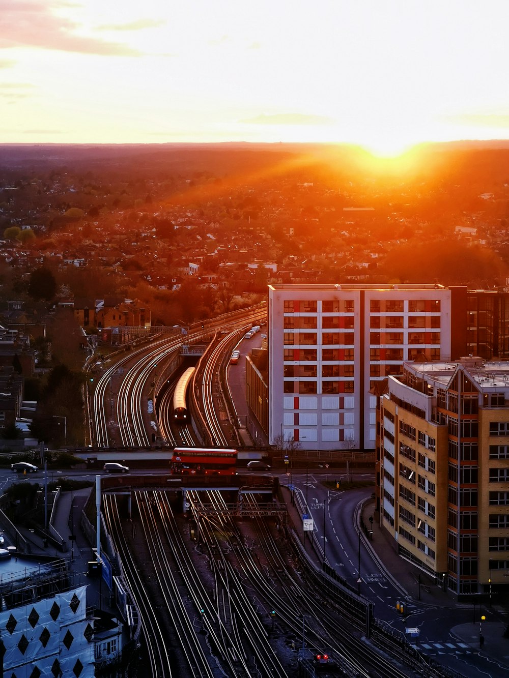 white and brown concrete building during sunset