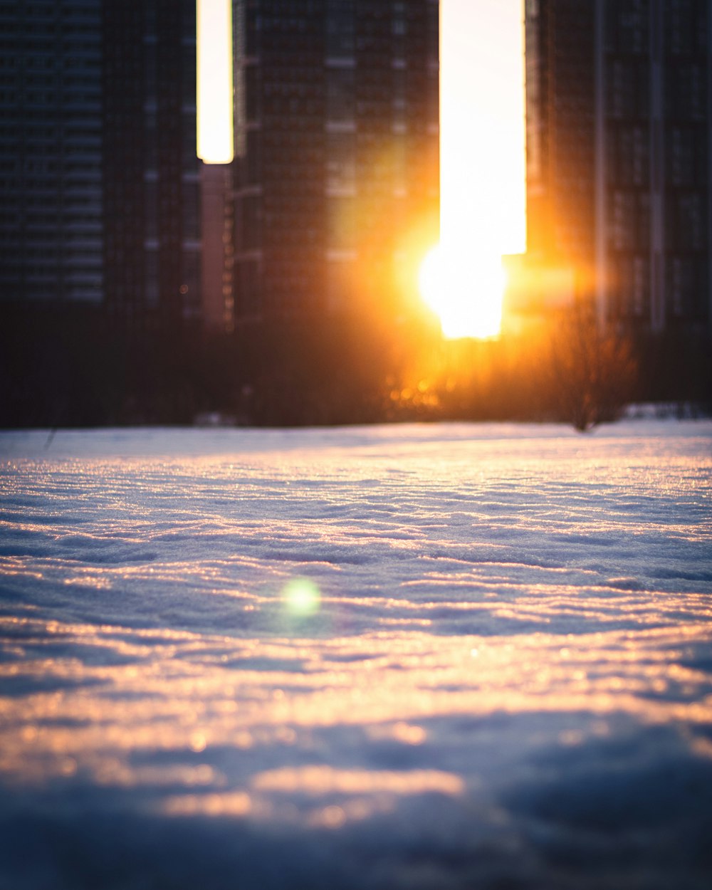 Suelo cubierto de nieve cerca del edificio durante el día