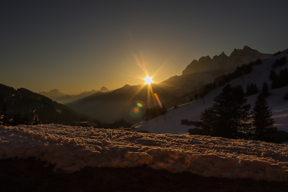 silhouette of mountain during sunrise