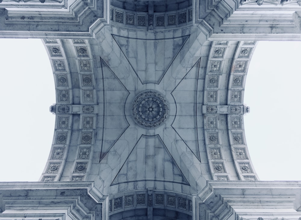 low angle photography of white and blue concrete building