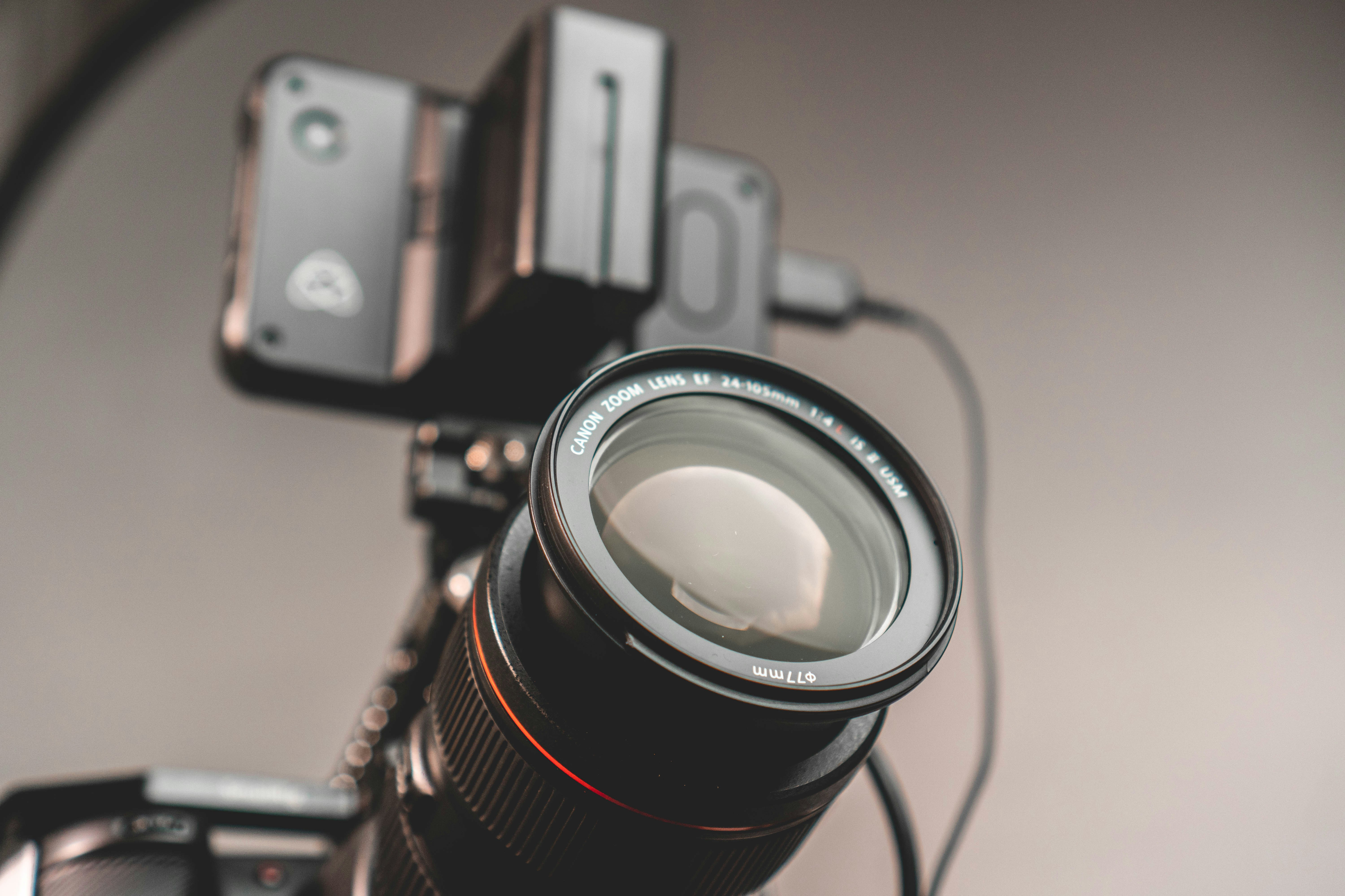 black and silver camera lens