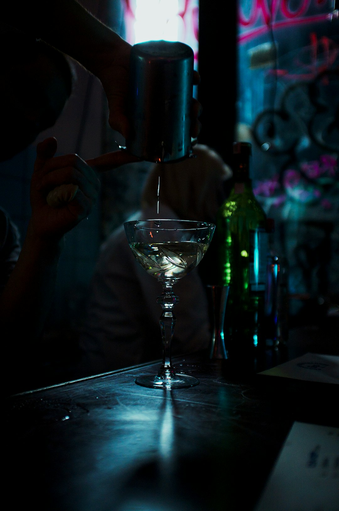 clear wine glass on table