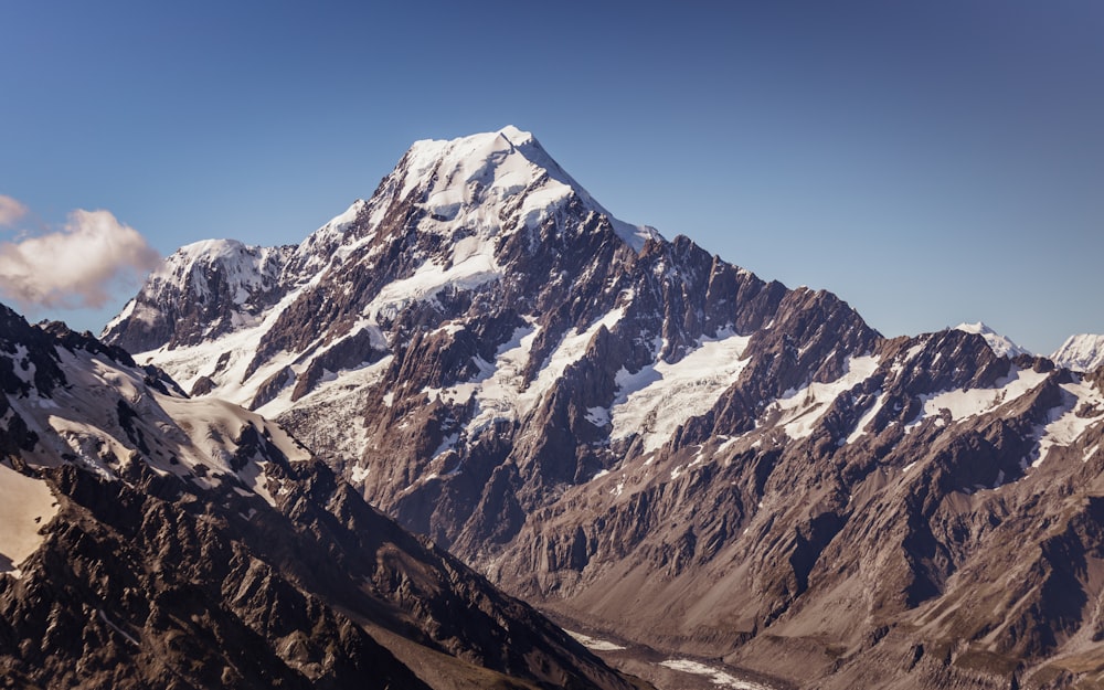 snow covered mountain under blue sky during daytime