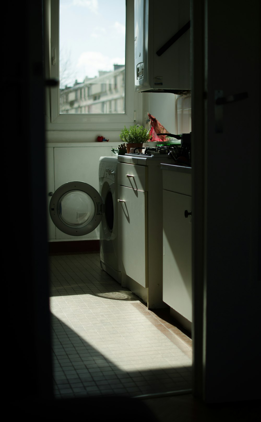 white front load washing machine