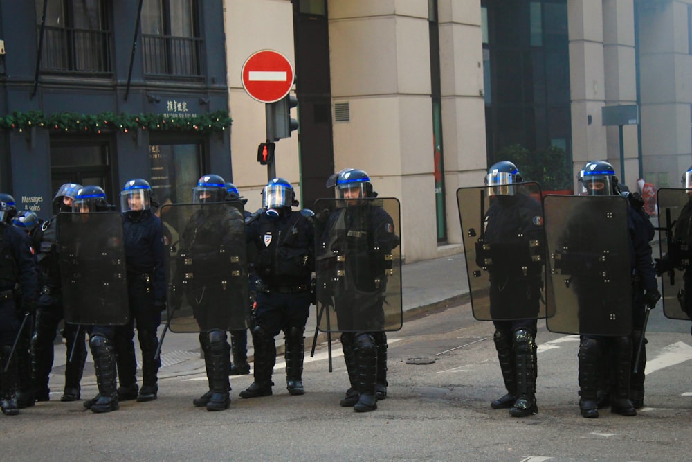 Law enforcement officers in protective gear 