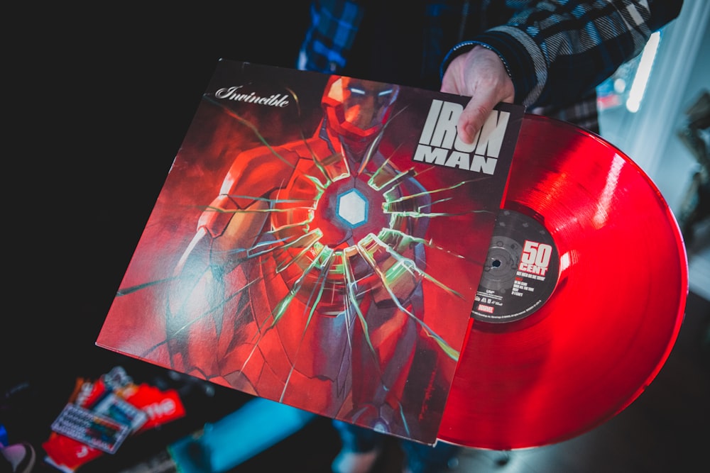 red and black vinyl record