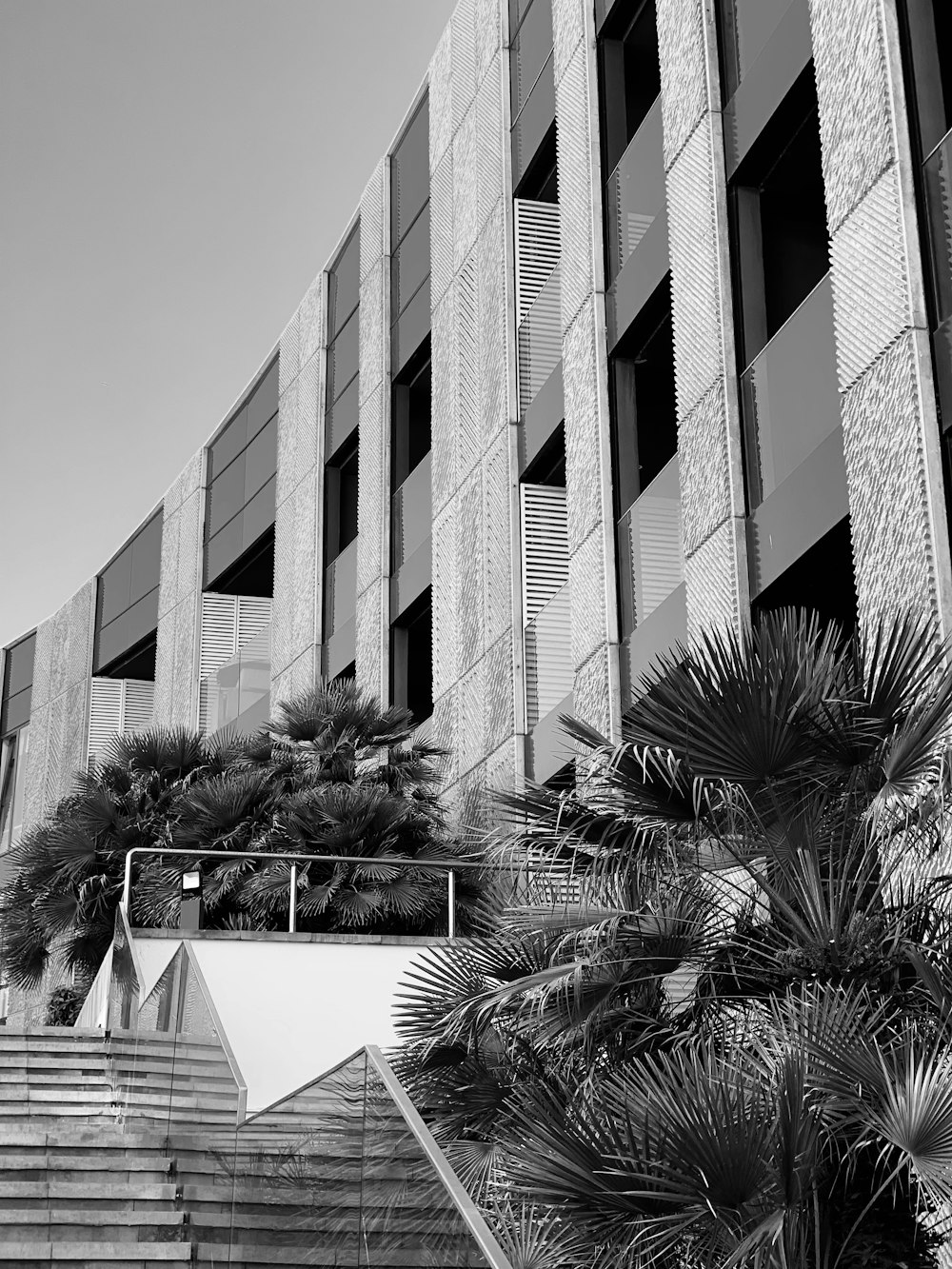 grayscale photo of concrete building