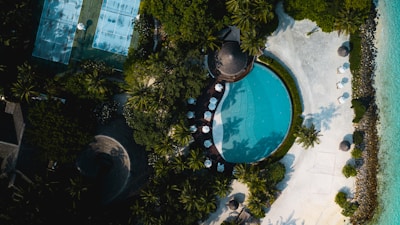 blue and black round pool
