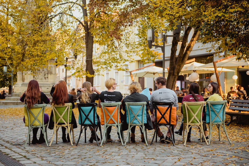 people sitting on chair under tree during daytime