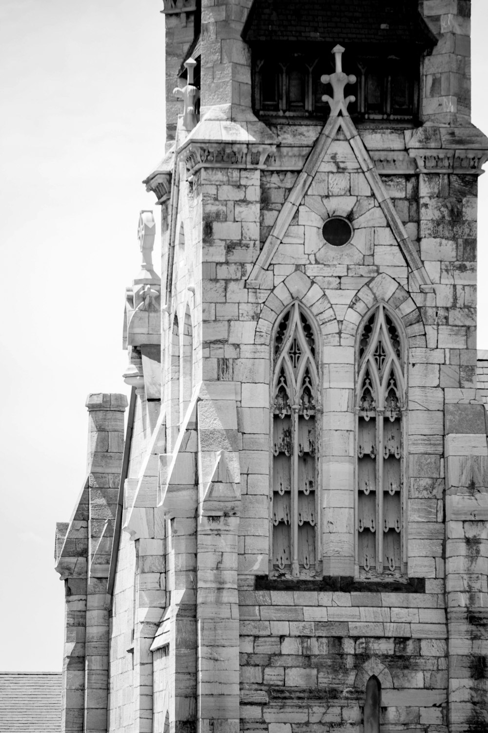 grayscale photo of concrete building