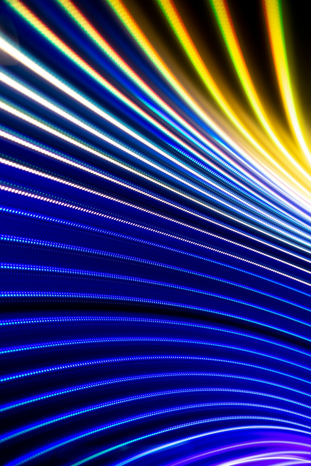 blue and yellow light digital wallpaper