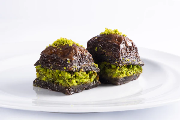 Fresh handmade Turkish cake slices on a plate