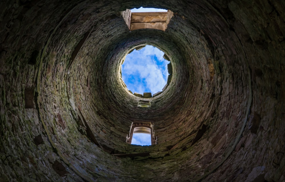 low angle photography of tunnel