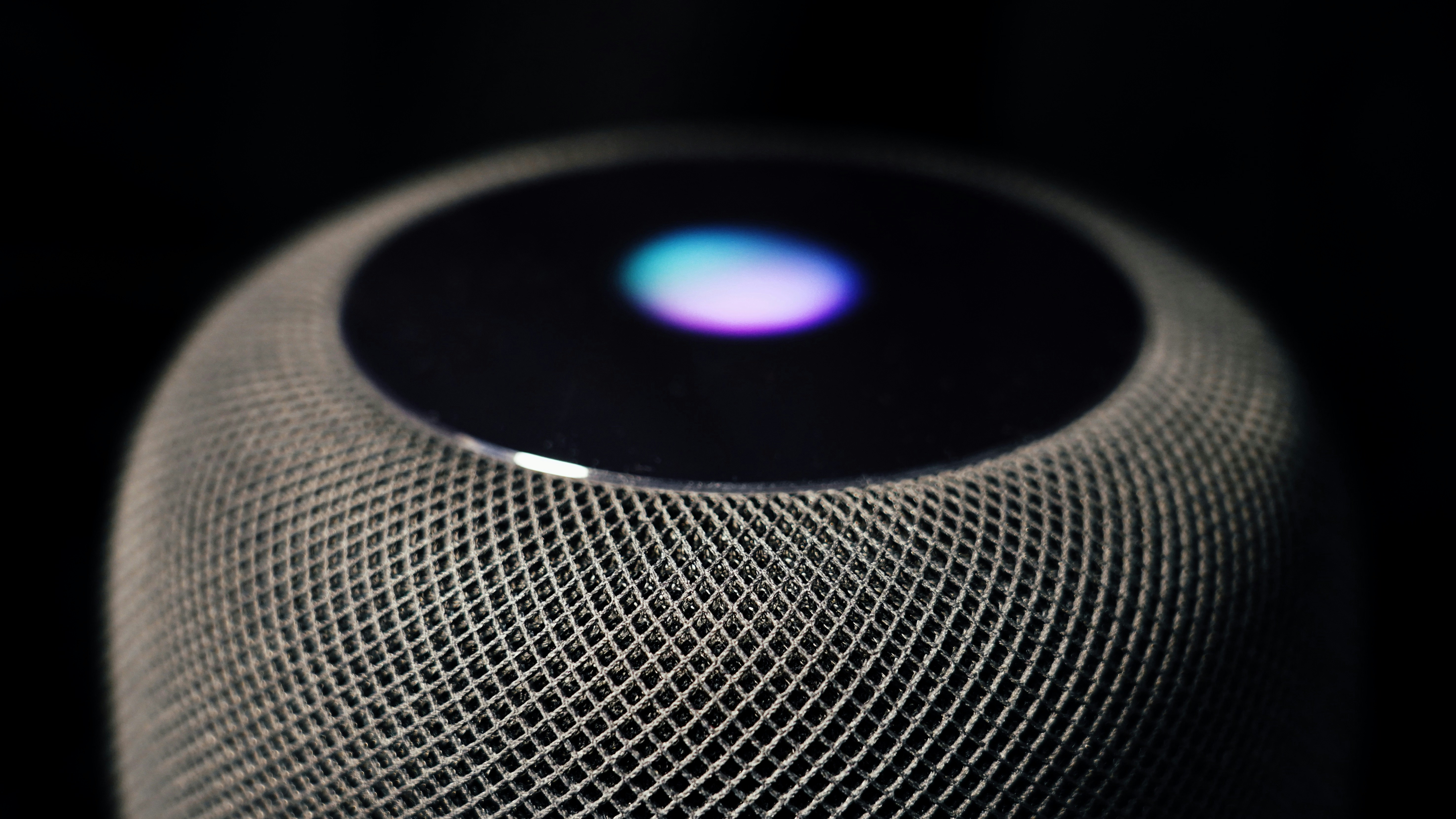 black and blue round portable speaker
