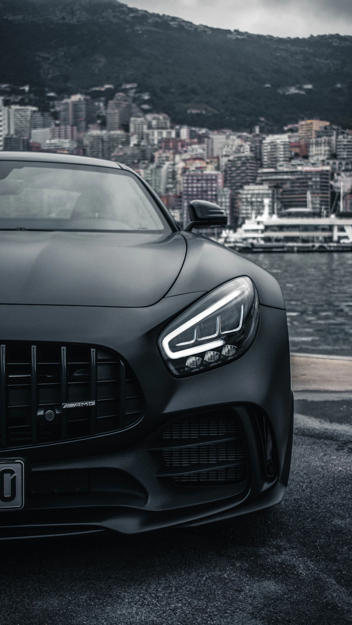 Black Mercedes-Benz on the road