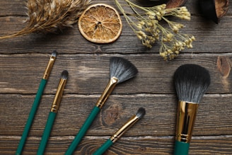 green and brown makeup brushes, websites for make-up artists