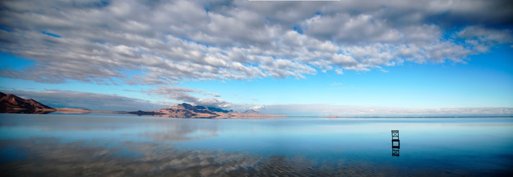 blue sky and white clouds over the sea