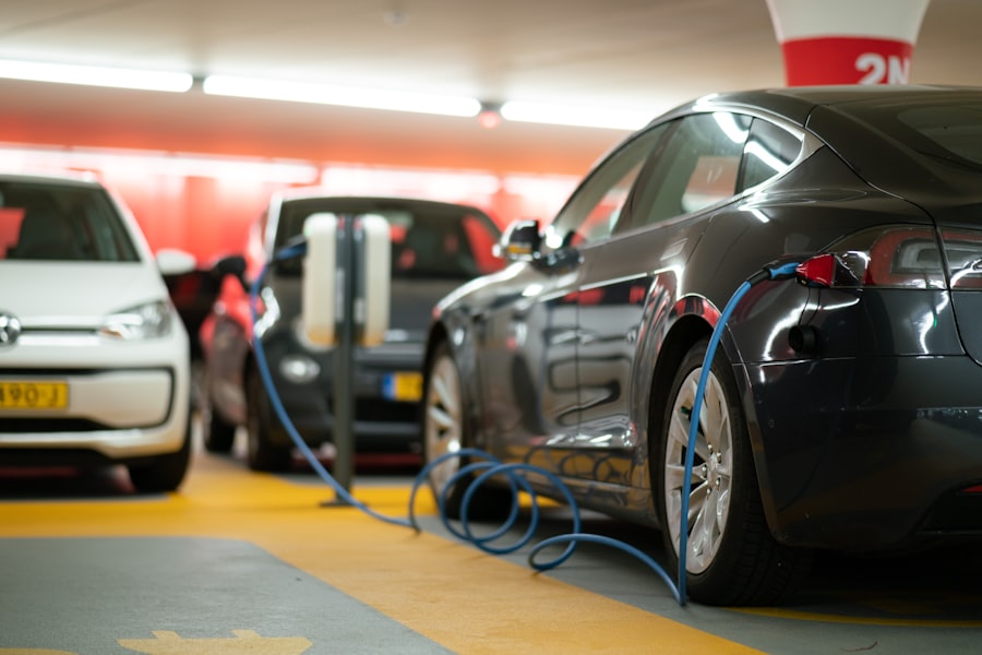 Modern electric SUV parked in urban setting