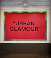 a large red sign that says urban glamour