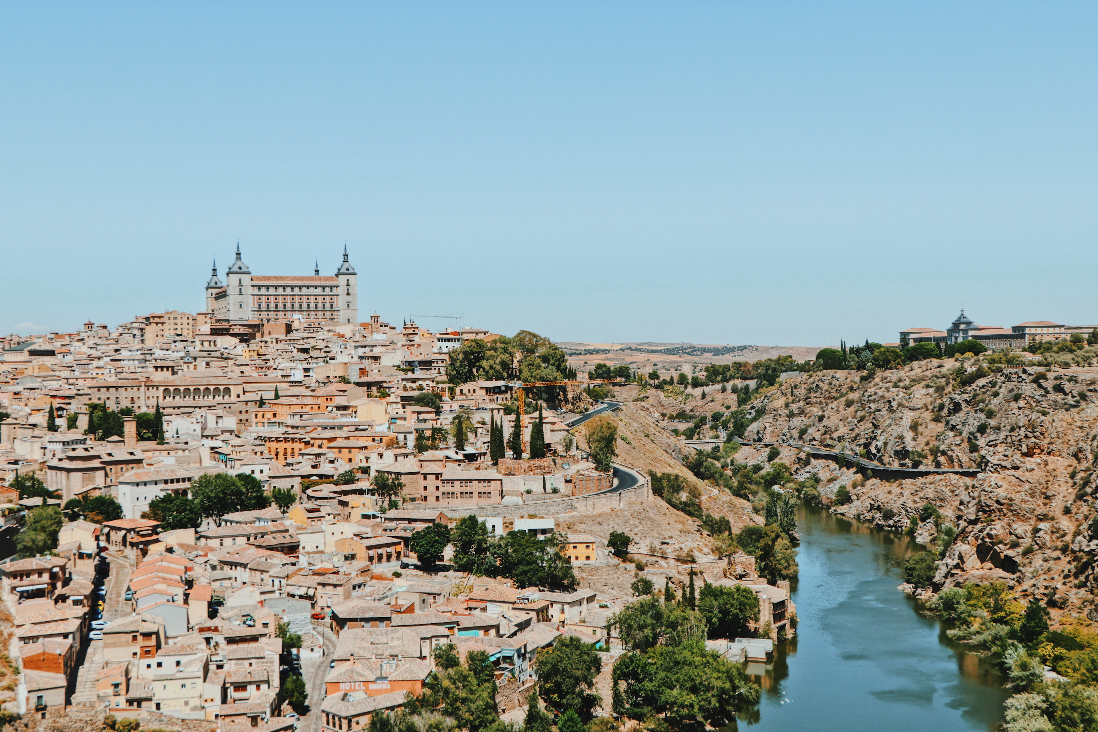 Toledo's old town and the Alcázar on the hill above the gorge of the Tagus