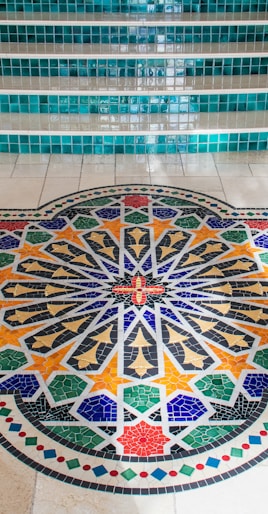 black white and brown floral rug