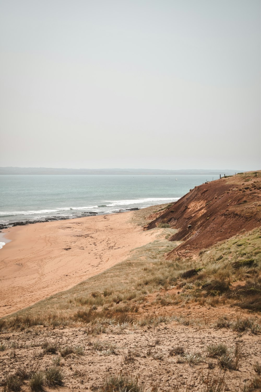 areia marrom perto do corpo de água durante o dia