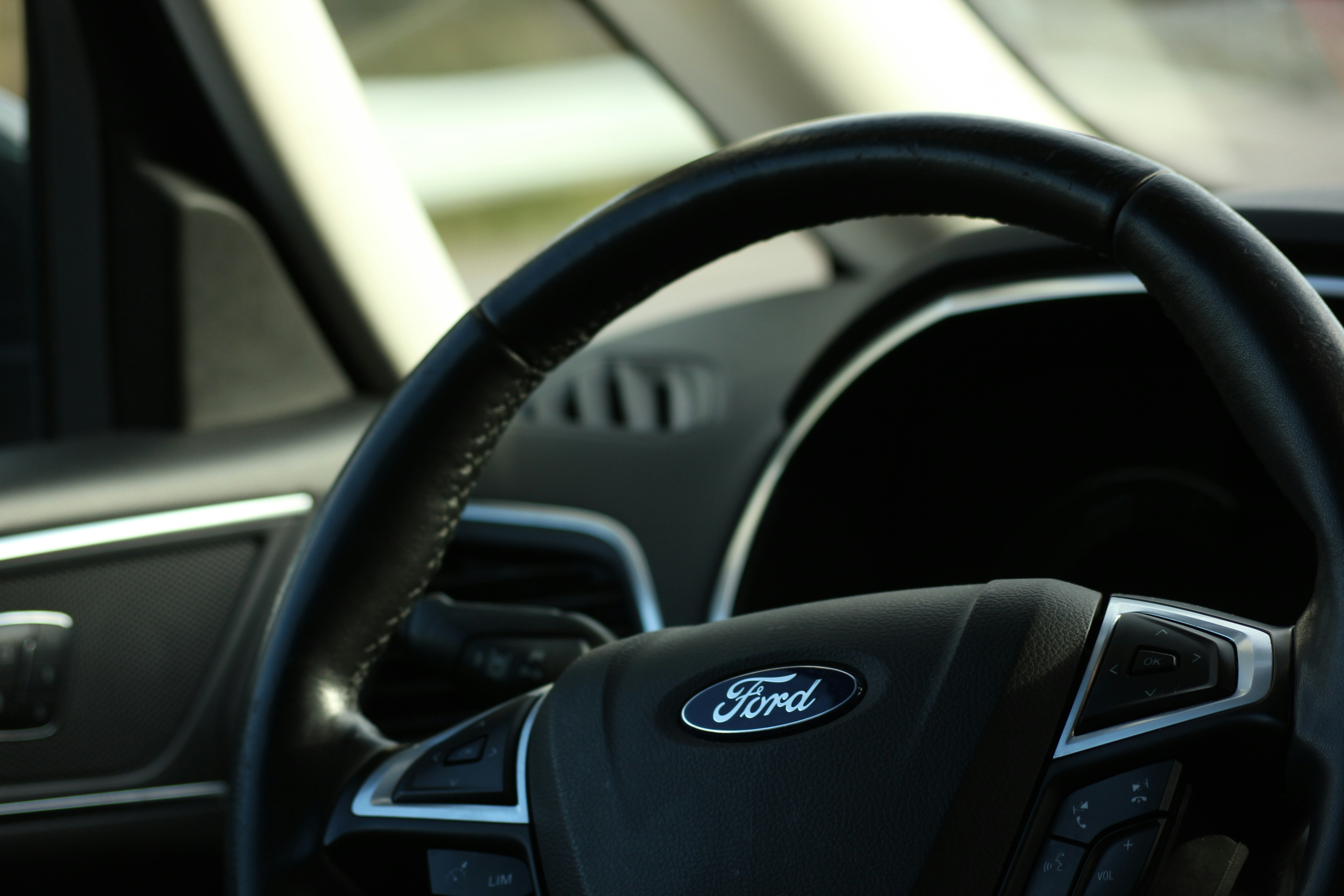 Black Ford car steering wheel