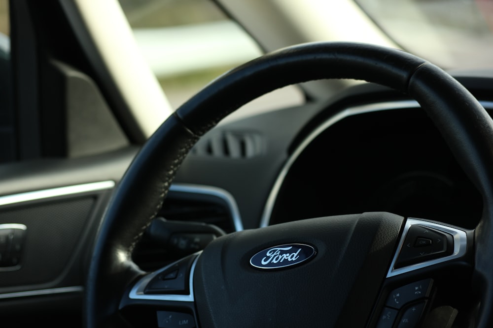 black ford car steering wheel