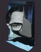 Surreal commercial art featuring a fragmented human face blending into digital textures.