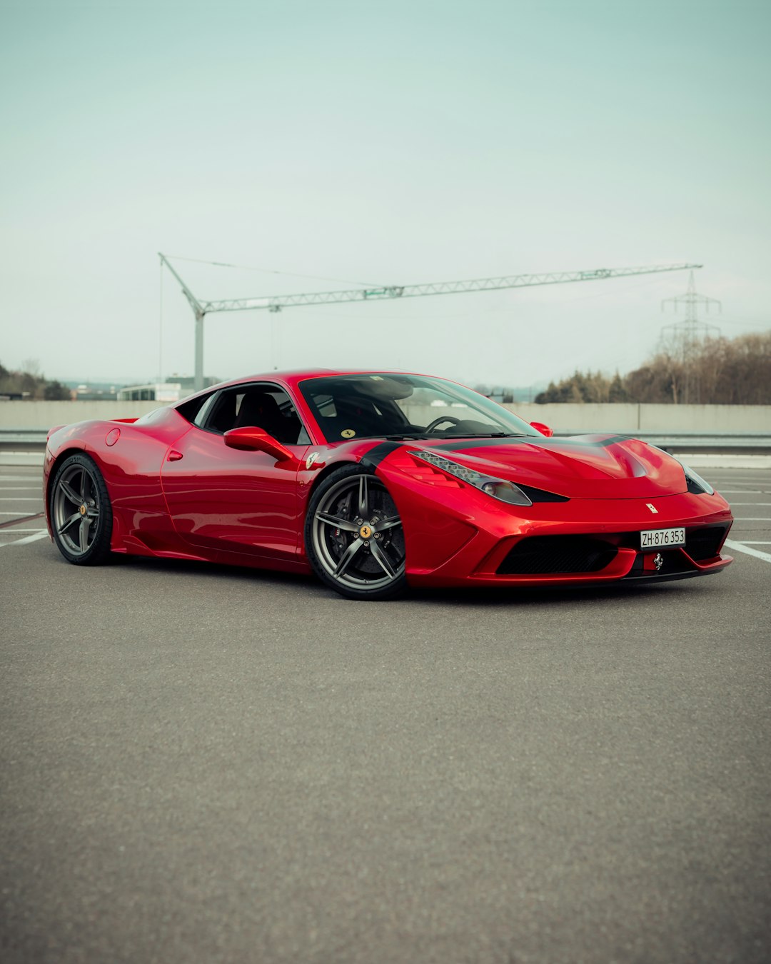 red ferrari 458 italia on road